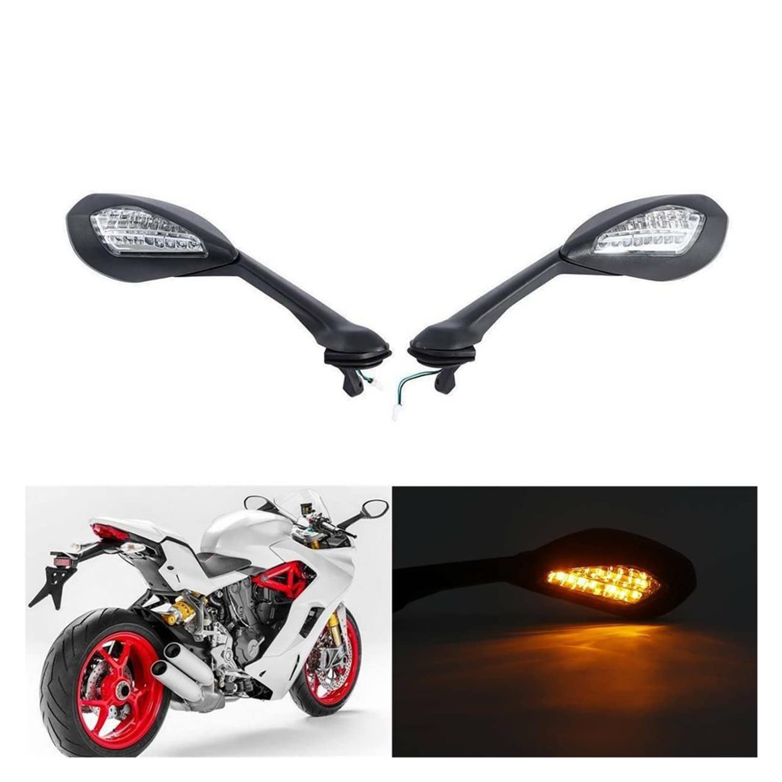 オートバイ用バックミラー サイドミラー LED ウィンカーライト DUCATI