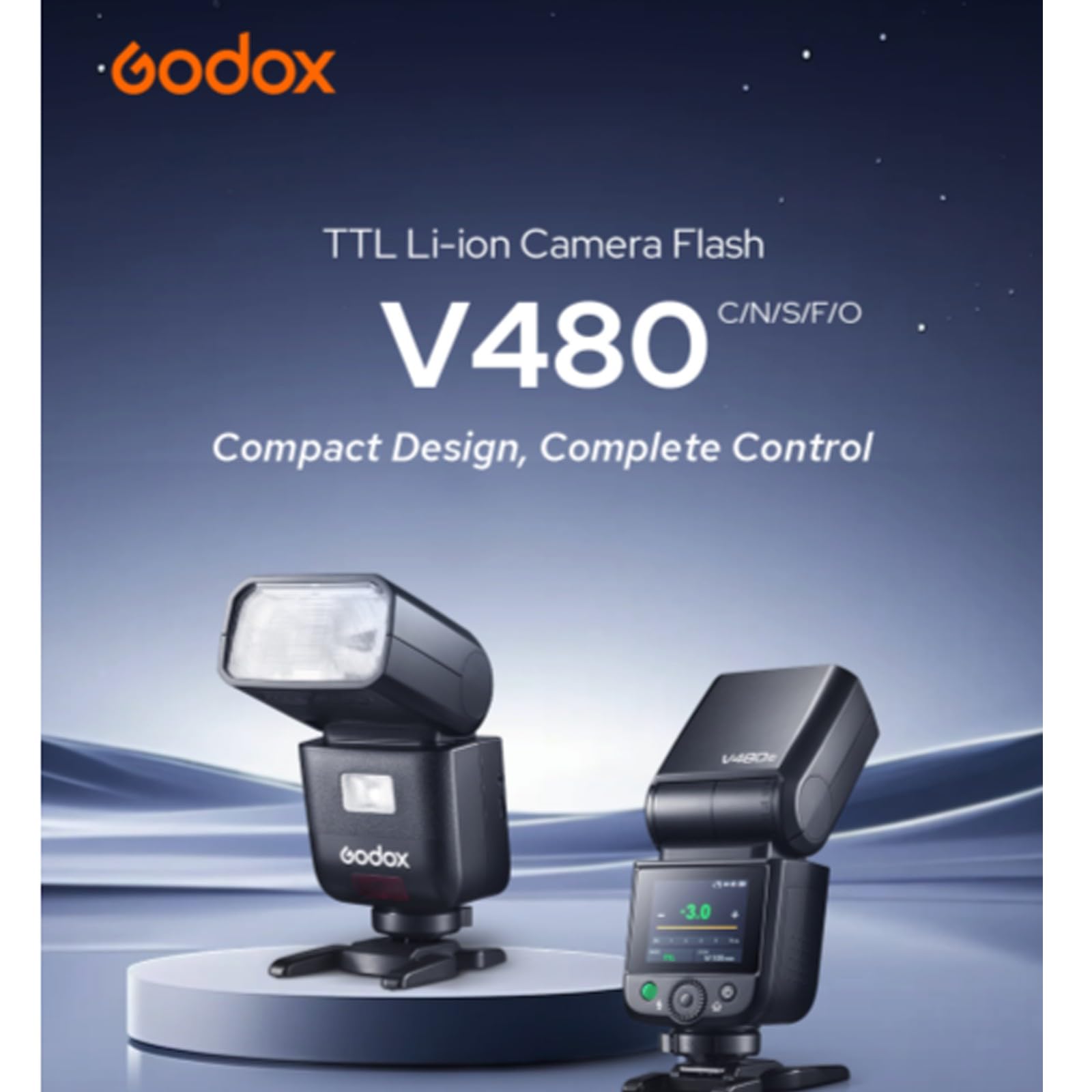 Godox V480N Blitz Für Nikon | TTL Blitzgerät Mit Touchscreen Und Li-Ion Akku