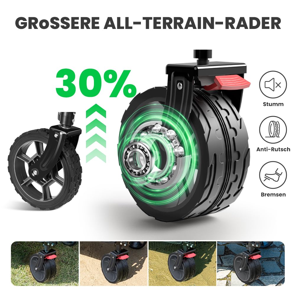 SLIDBEAT XXXL Bollerwagen Faltbar mit Bremsen, 300L 226KG Faltbollerwagen Große Räder, Getränkehalter Verstellbarem Griff Klappbar Bollerwagen Für Strand Garten Camping Shopping Transport Trolley