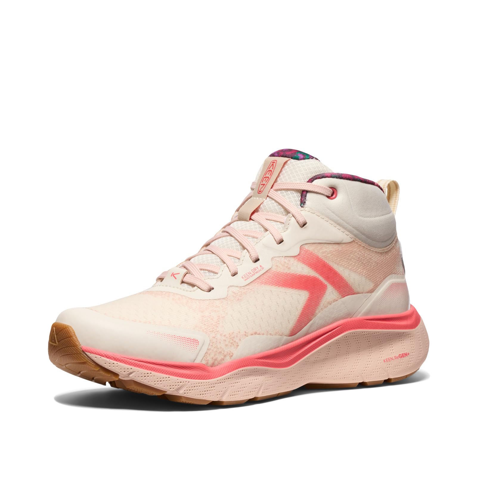 KEEN Women's Leiki Waterproof Hiking Boots, Birch/Cameo Rose, 7.5