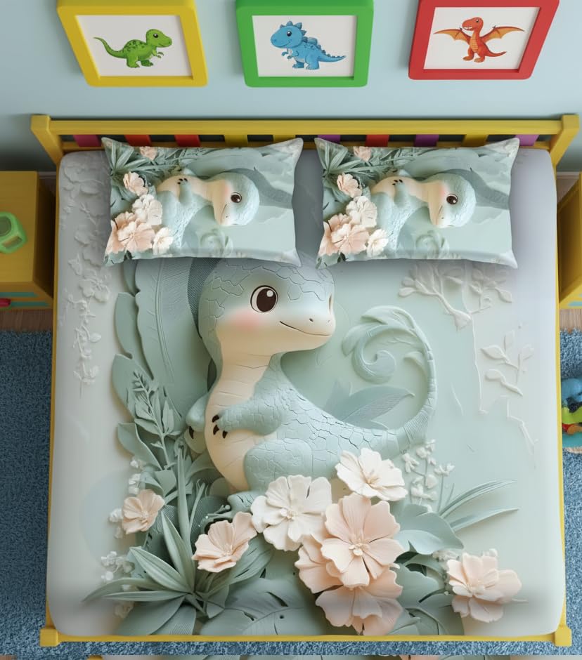 Image of Premium 7D Printed King Size Bedsheet Set with Pillow Covers Soft Cotton Blend Double Bedsheet for Home (Pillow Covers :18x28 inches Bedsheet :108x108 Green)