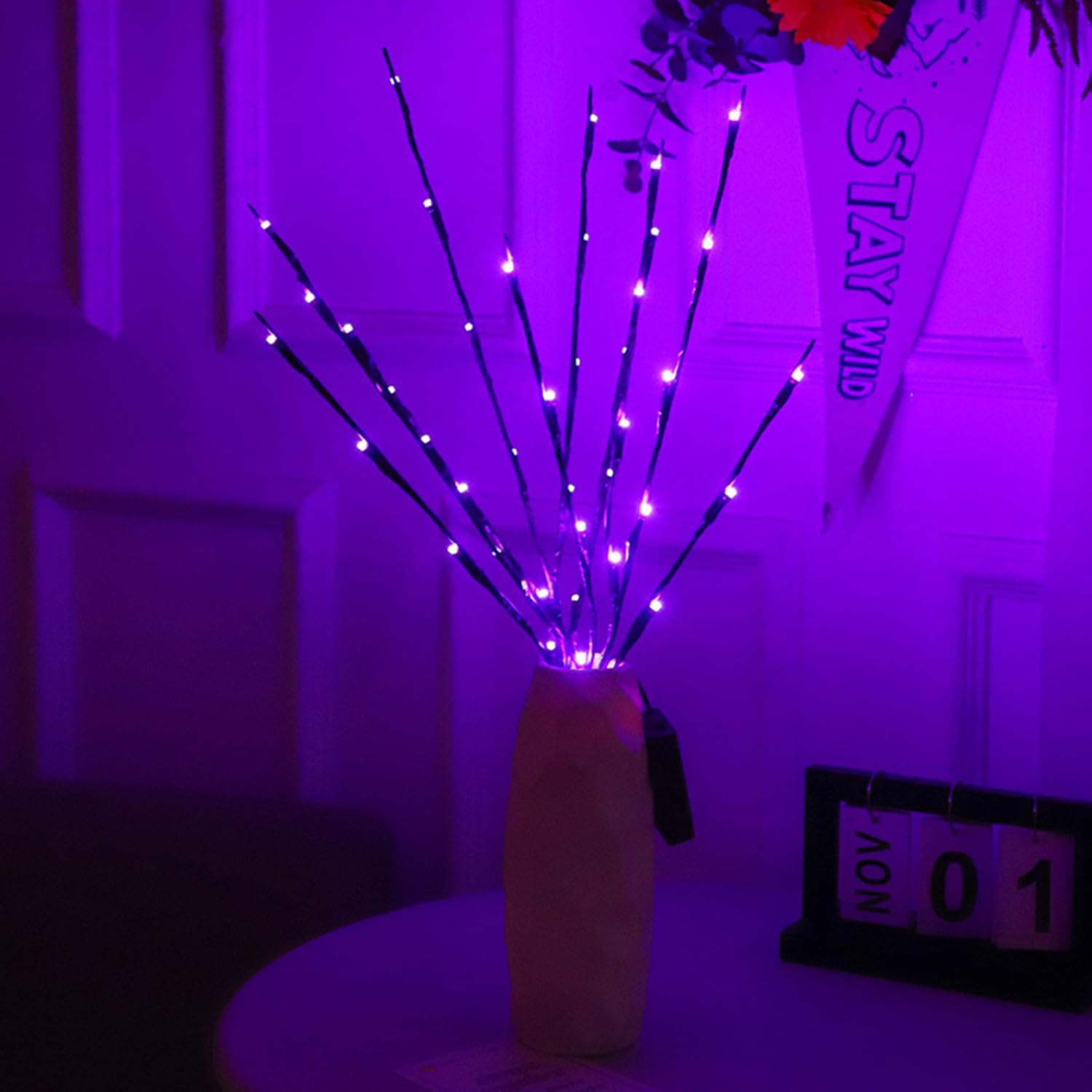 HFHungkeong LED Branch Light Battery Powered Artificial Lighted Twig Branches with 120LED Warm White Lights,6Pcs/Pack Lighted Branches for Vases Holiday Xmas Fireplace Home Bedroom Table Decorations — image 1
