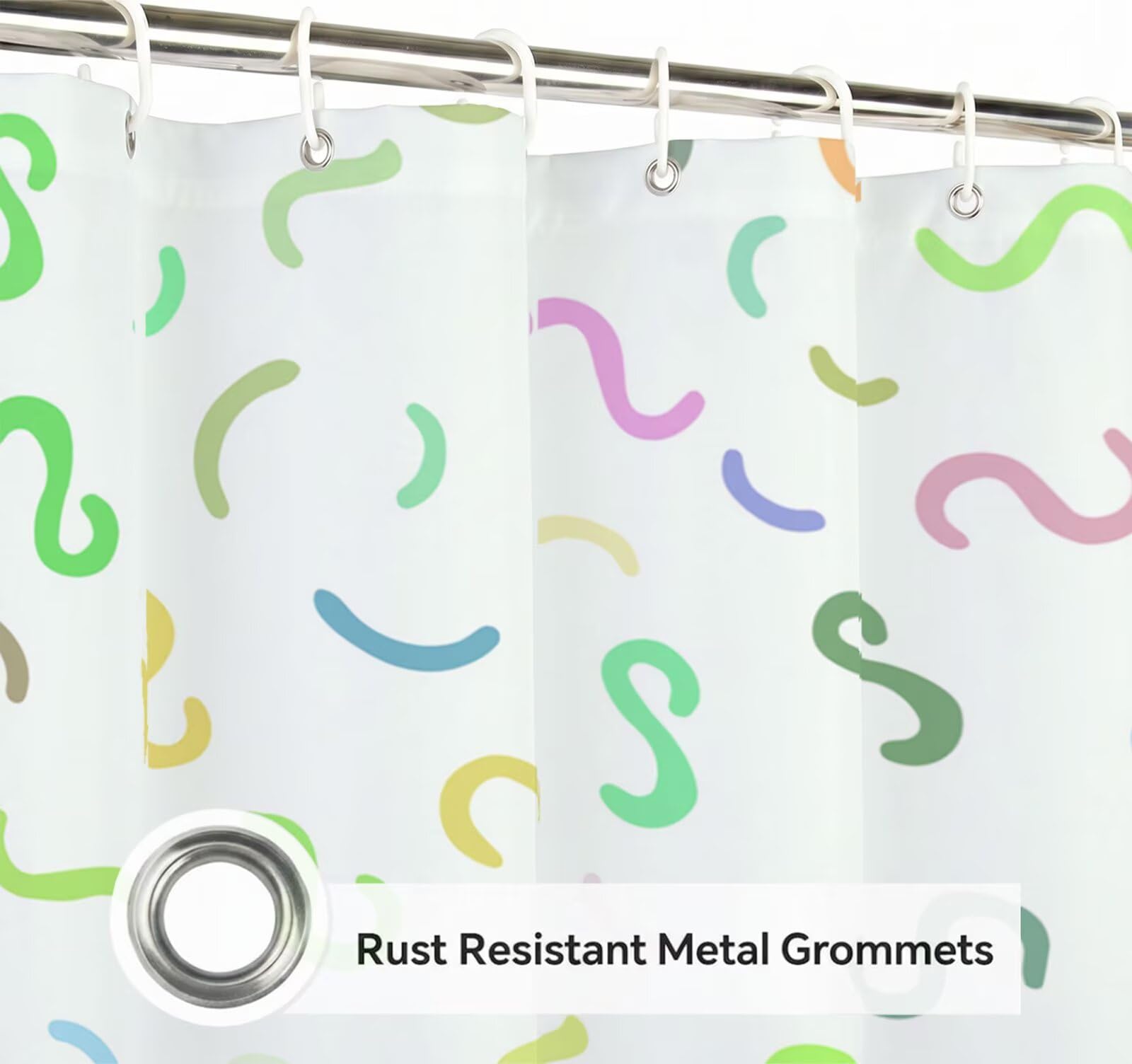 Rideau de Douche 220x200 cm - Tissu Polyester Imperméable Anti-Moisissure - 12 Anneaux Inclus - Ourlet Lesté pour Stabilité - Lavable - Idéal de Baignoire et Douche - Moderne & Coloré Y1#511