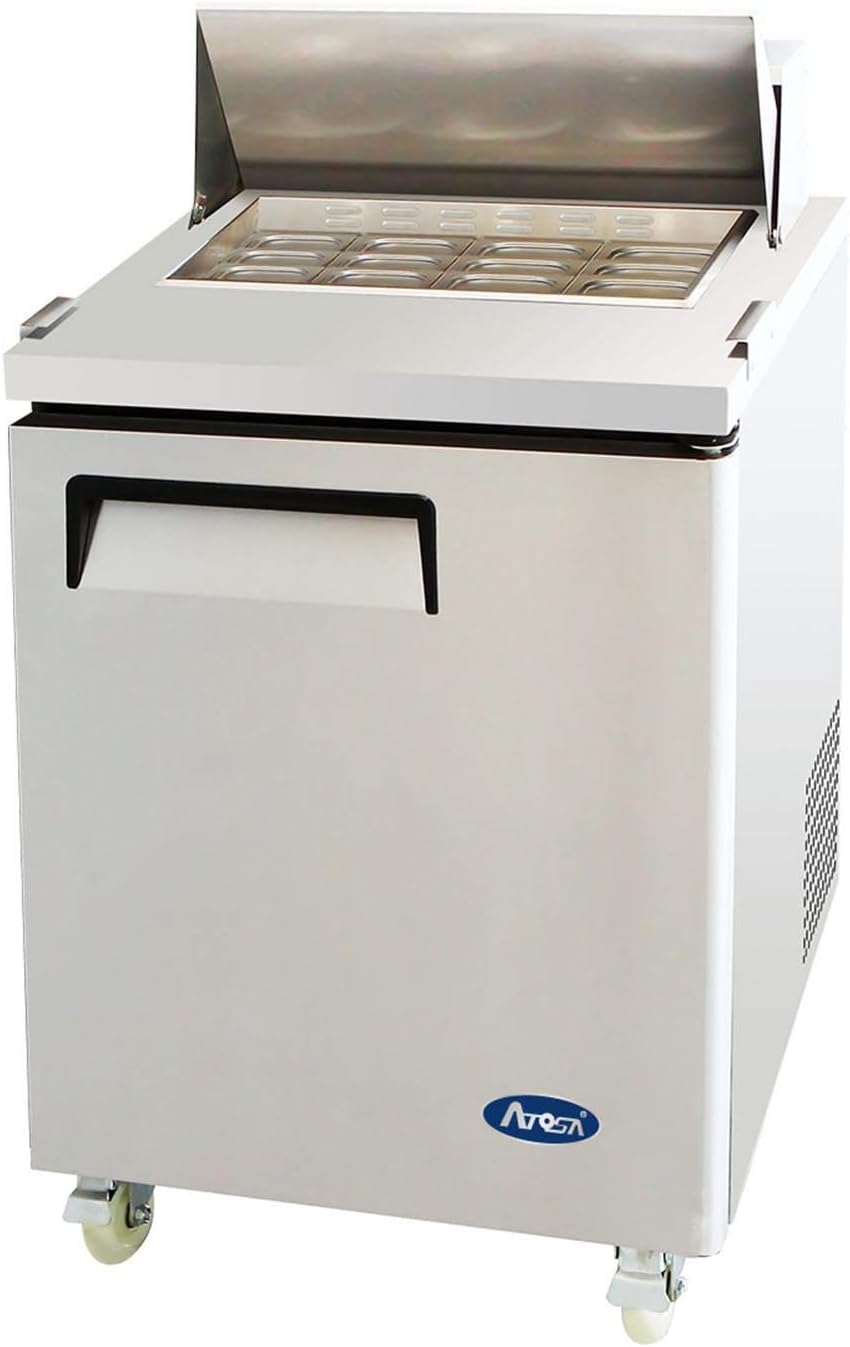 Atosa Mega Top Sandwich Prep Table 27-Inch One Door Refrigerator with ProLeveler Stabilizers