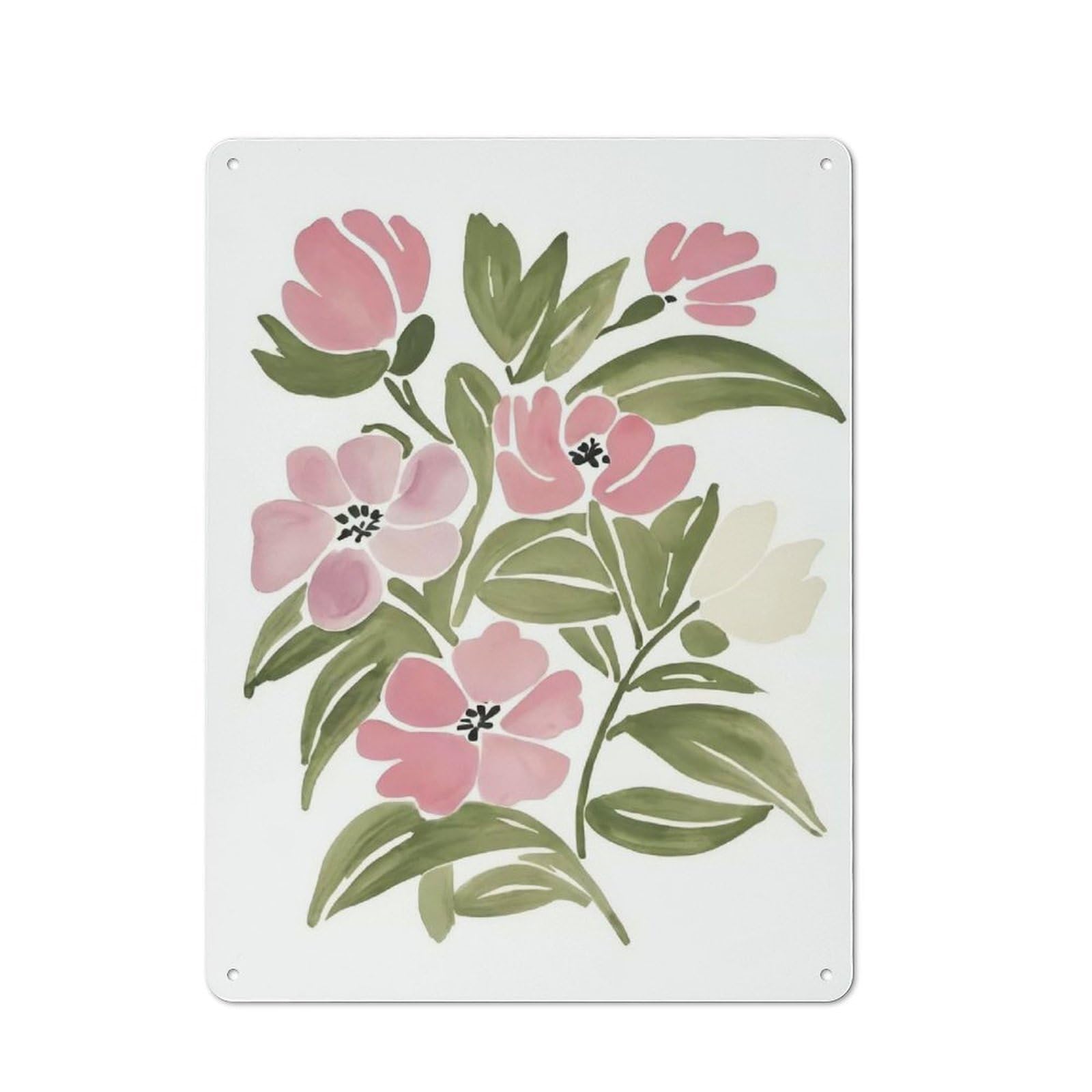 Junmoney Style-8 Shed Style Watercolor Floral Bouquet Tin Sign 40X30cm, Utility Space Decor For Greenhouse, Garden Room, Cafe Or Entryway