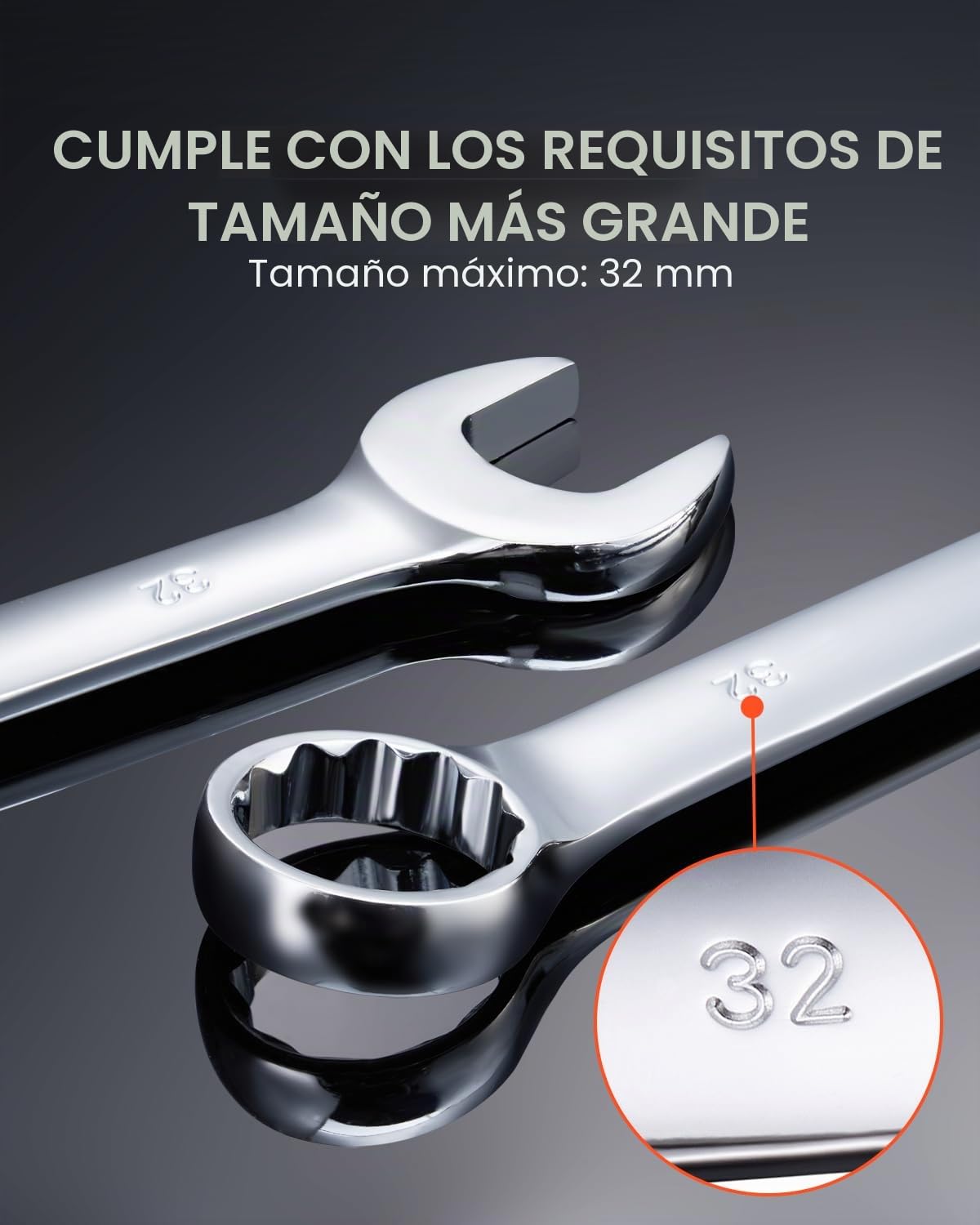 VEVOR 25 PCS Juego de Llaves Combinadas, Juego de Llaves de Boca con Bolsa Enrollable, juego de Llaves Grande de Acero al Carbono Métricas de 6-32 mm para Uso Doméstico, Reparaciones de Automóviles
