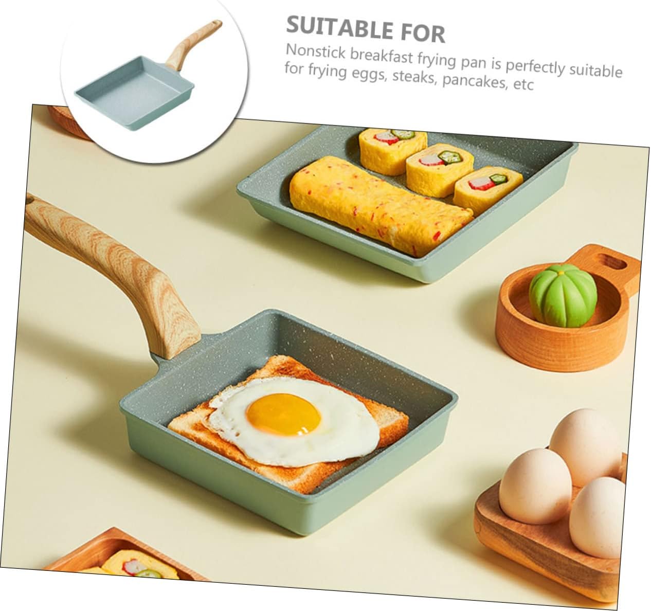 Tamagoyaki Japanese Pan Nonstick Rectangle Frying Pan Ergonomic Handle for Effortless Cooking for Breakfast Sandwiches and More
