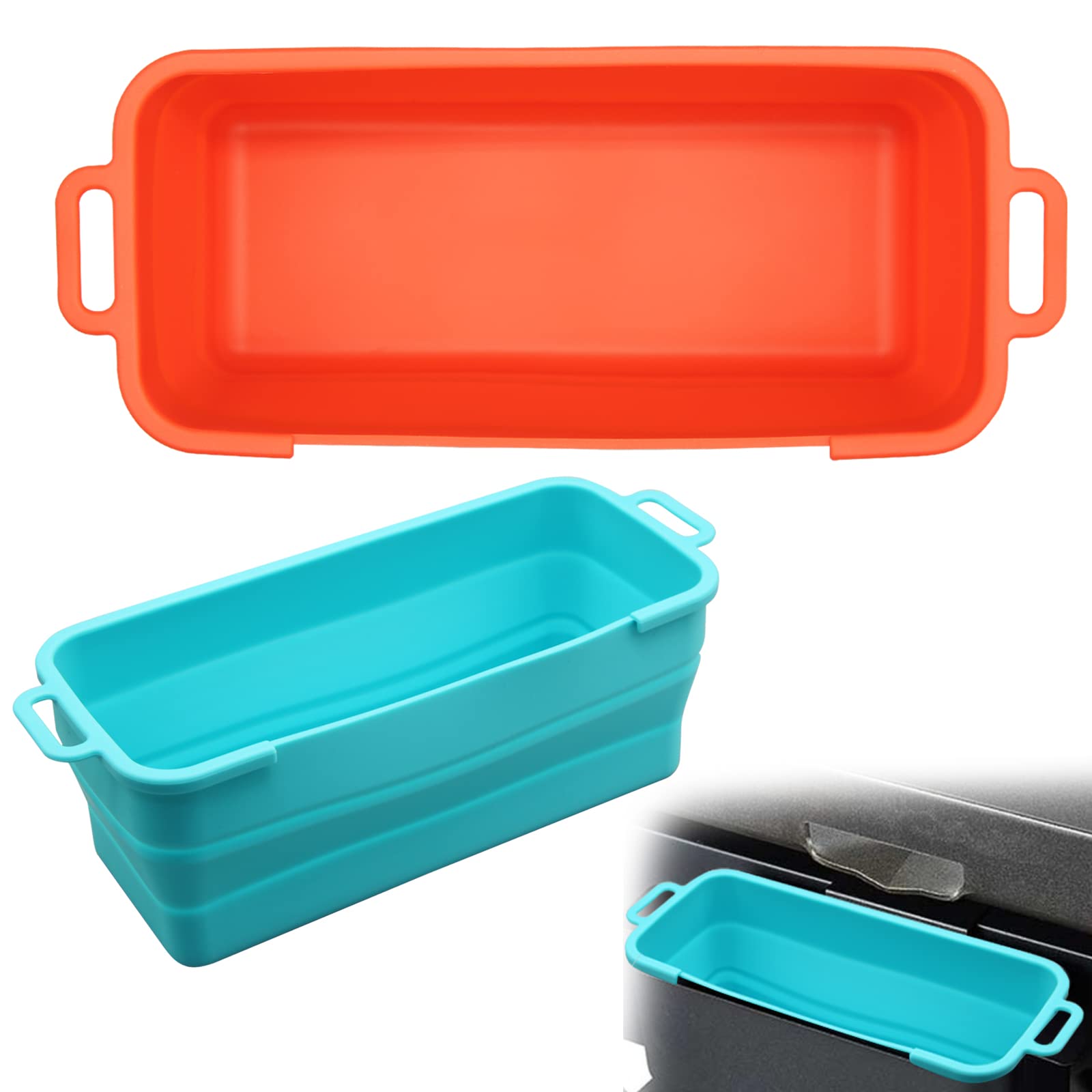 2 Pcs Silicone Cup Liners for Blackstone Grill, Foldable Catcher Tray Liner, Reusable Drip Pan Liners, Collapsible Griddle Catcher Cup Liner for Blackstone Rear Cup, Griddle Accessories( Blue, Red )