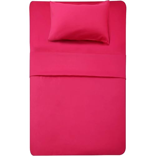 Best Season 3 Piece Bed Sheet Set (Twin,Hot Pink) 1 Flat Sheet,1 Fitted Sheet and 1 Pillow Cases,100% Super Soft Brushed Microfiber 1800 Luxury Bedding,Deep Pockets &Wrinkle,Fade Resistant