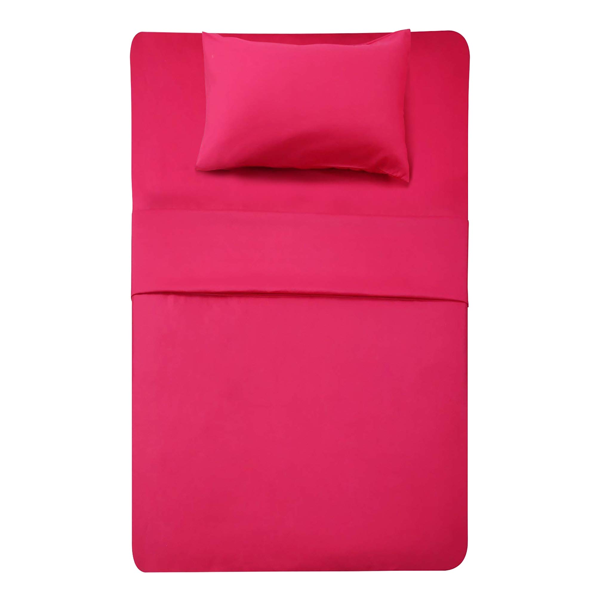 Best Season 3 Piece Bed Sheet Set (Twin,Hot Pink) 1 Flat Sheet,1 Fitted Sheet and 1 Pillow Cases,100% Super Soft Brushed Microfiber 1800 Luxury Bedding,Deep Pockets &amp;Wrinkle,Fade Resistant