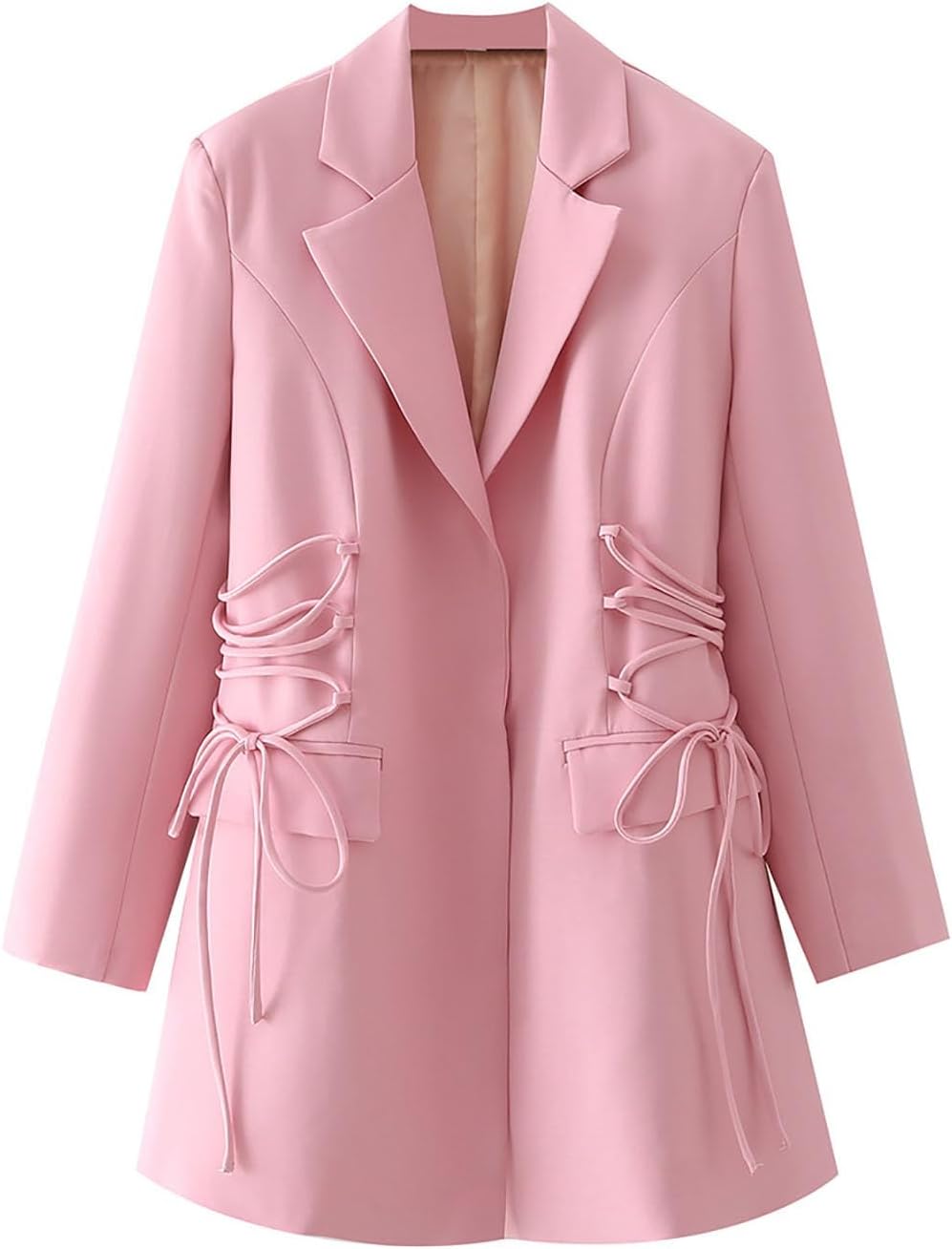 Blazer Jackets for Women Work Casual Office Open Front Long Sleeve Lapel Side Lace Up Fashion Dressy Business Outfits