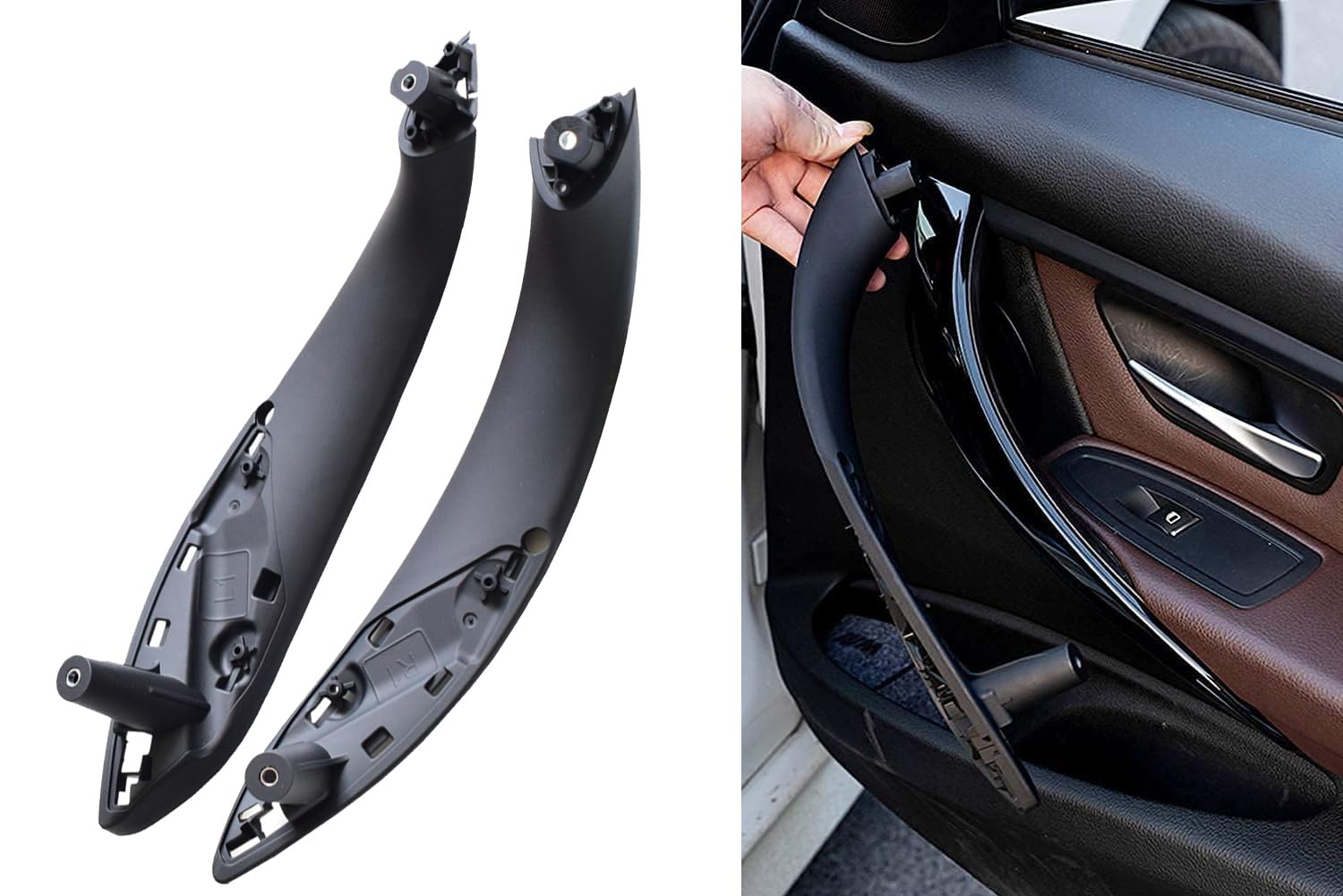 1 par de manijas de puerta interior para BMW F30 F31 F32 F33 F34 F36 F80 cubierta interior de coche para BMW Serie 3 4 316 318 320 325 316 318 320 320 325 328 330 340 (Negro，Tirador Puerta Delantera)