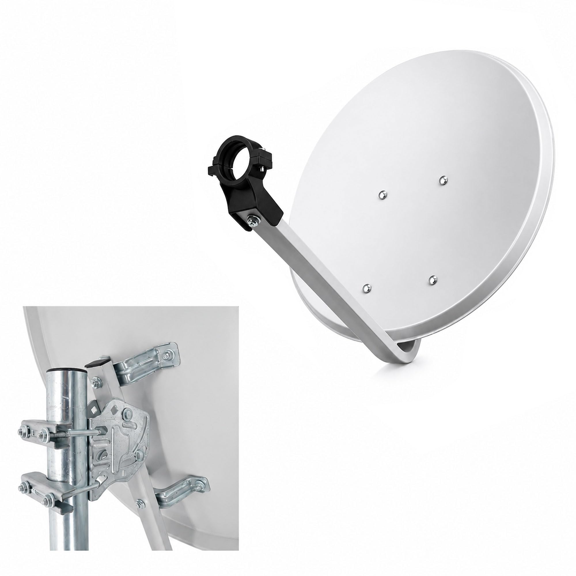 Premium X Camping Sat Anlage 45cm Hellgrau Digital Satelliten-Schüssel Spiegel Antenne Universal Single LNB FullHD 4K
