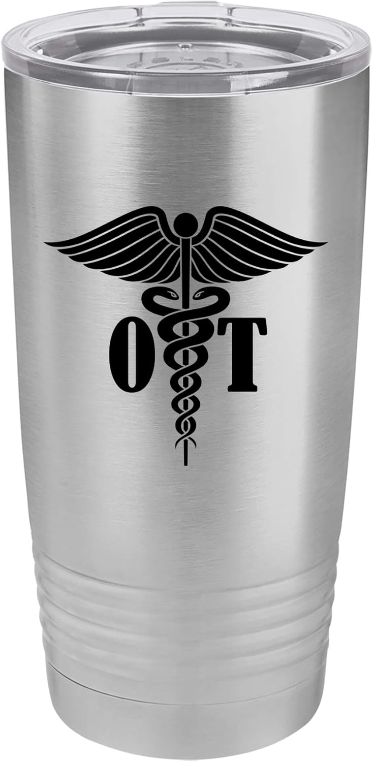 Tumbler Stainless Steel Vacuum Insulated Travel Mug OT Occupational Therapist (White, 20 oz)