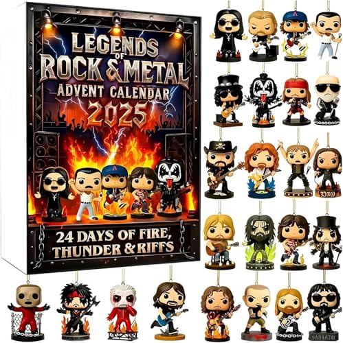 Worparsen Legends of Rock & Metal Calendario de Adviento 22025 Calendario de Adviento – Cuenta atrás de 24 días como coleccionables exclusivos, ideal para Halloween y Navidad, regalos para entusiastas