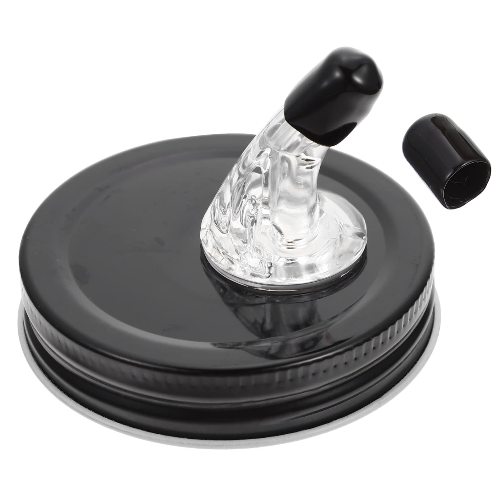 PACKOVE Jar Spout Pourer Wine Nozzle Spout Oil Bottle Pour Spout Lid for Drinks Whisky Brandy Rum Vodka Gin Absinthe Cocktail Dispenser Black