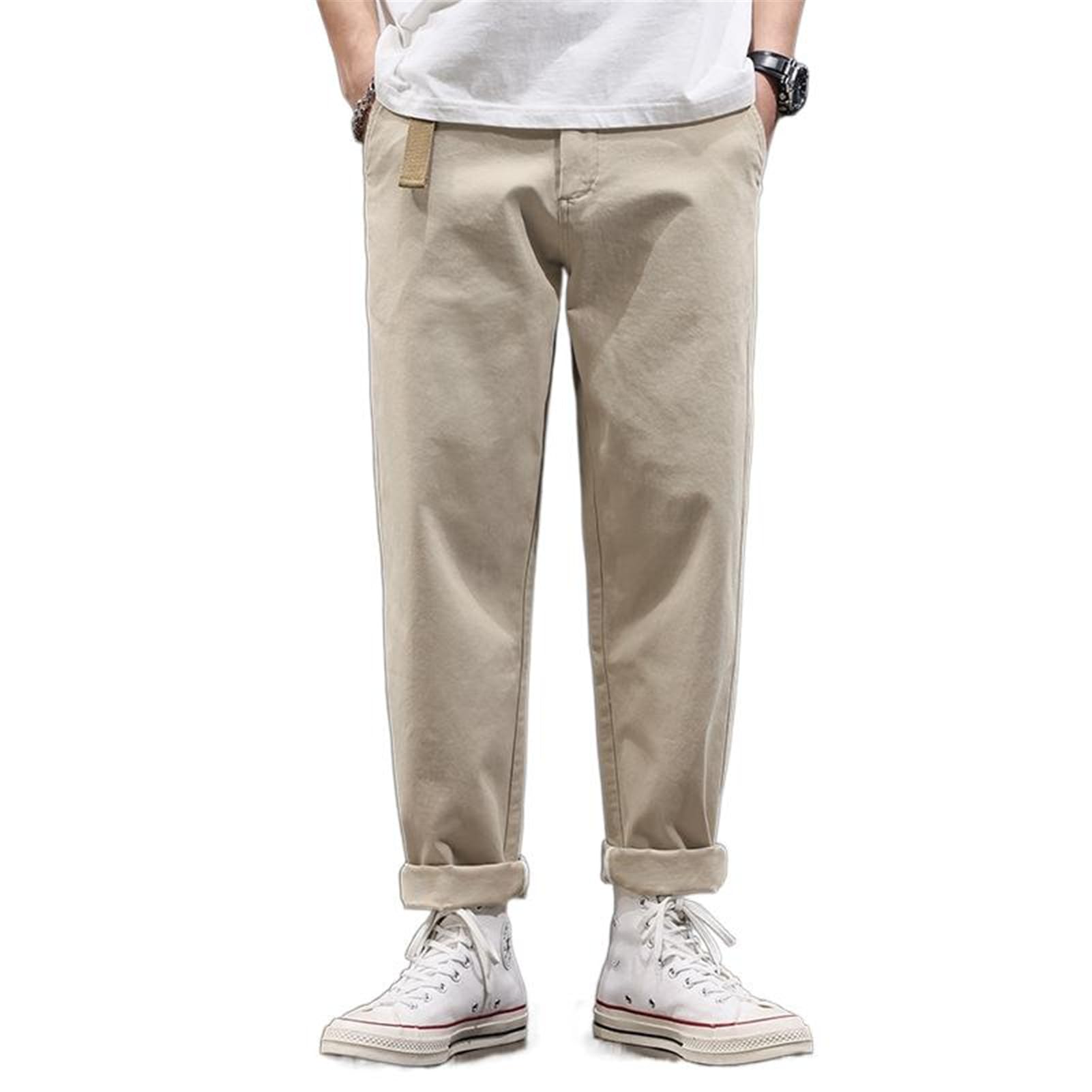 Pantaloni da Lavoro in Stile Hong Kong per Uomini, Pantaloni Casual Lunghi Dritti Larghi