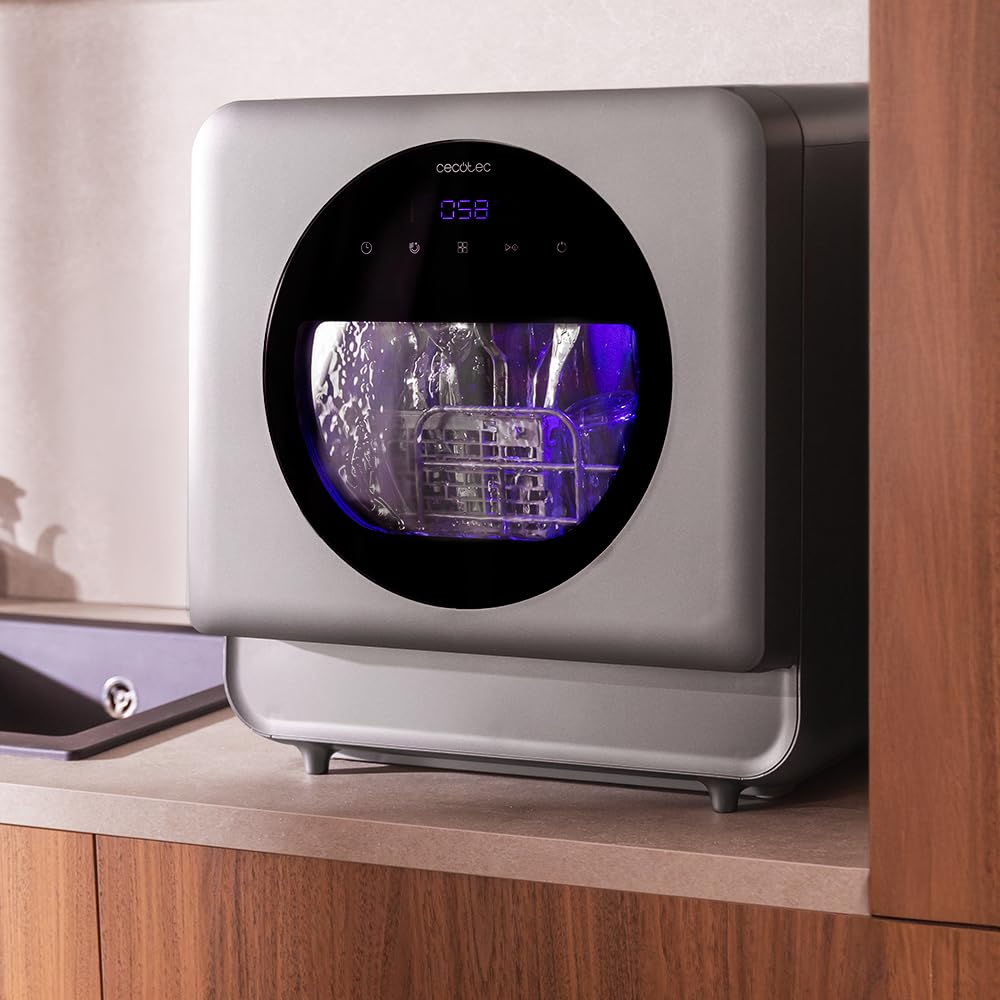 Cecotec Lavastoviglie Compatto Libero Installazione Desktop Bolero Forero 1150 Dark, 3 Posate, Basso consumo, 6 programmi, Touch Control Panel, Funzioni come Long Storage e Delay Start, Dark Inox