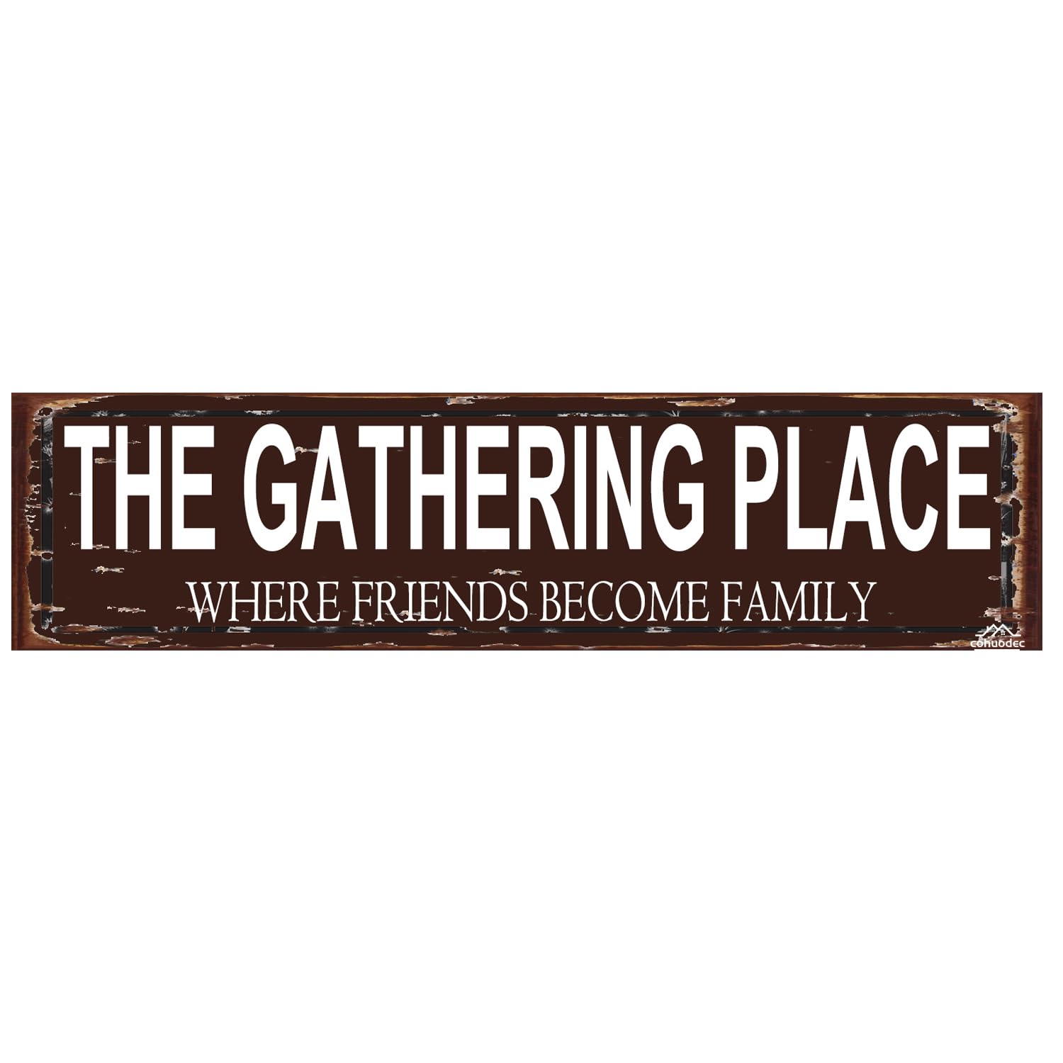 peiyeety The Gathering Place Rustic Metal Sign 16×4 Inch - Farmhouse Porch Kitchen Dining Room Decor