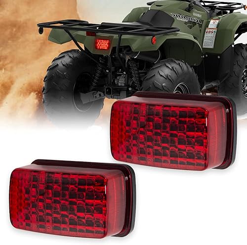 Miniatura 7 de KICRY Luz trasera LED ATV OEM 5KM-8472C-10-00 compatible con Yamaha Rhino Kodiak Grizzly Big Bear Bruin Wolverine Viking (lente roja)