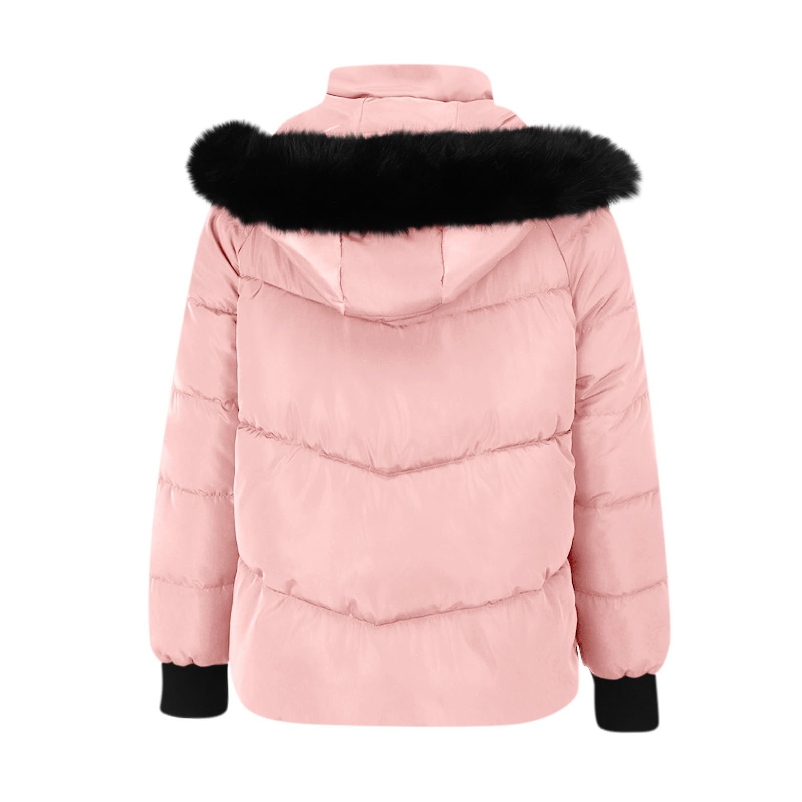 Piumino da donna con cappuccio staccabile in pelliccia e cerniera