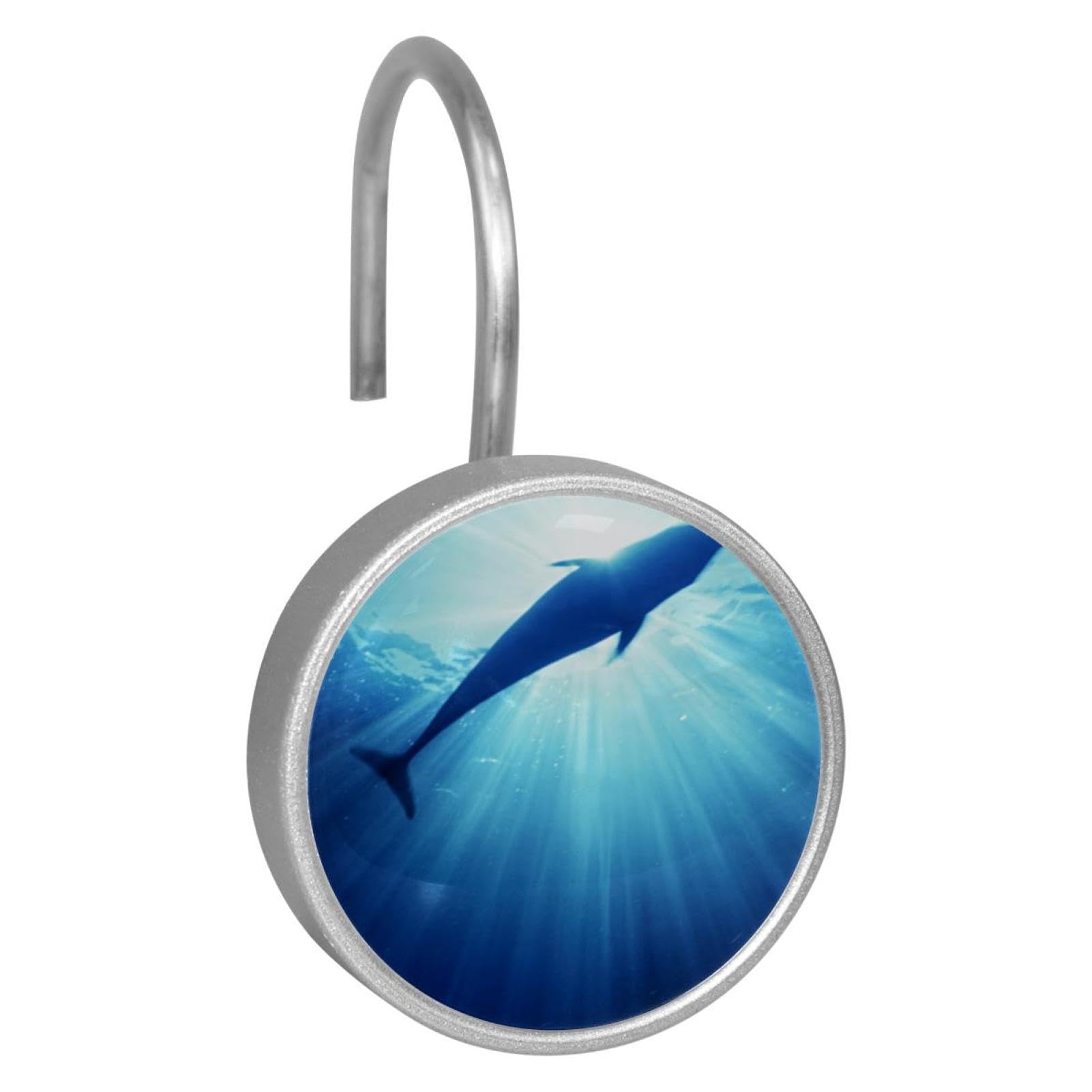 Crochets de rideau de douche dauphin ocean lot de 12 anneaux inox antirouille salle de bain