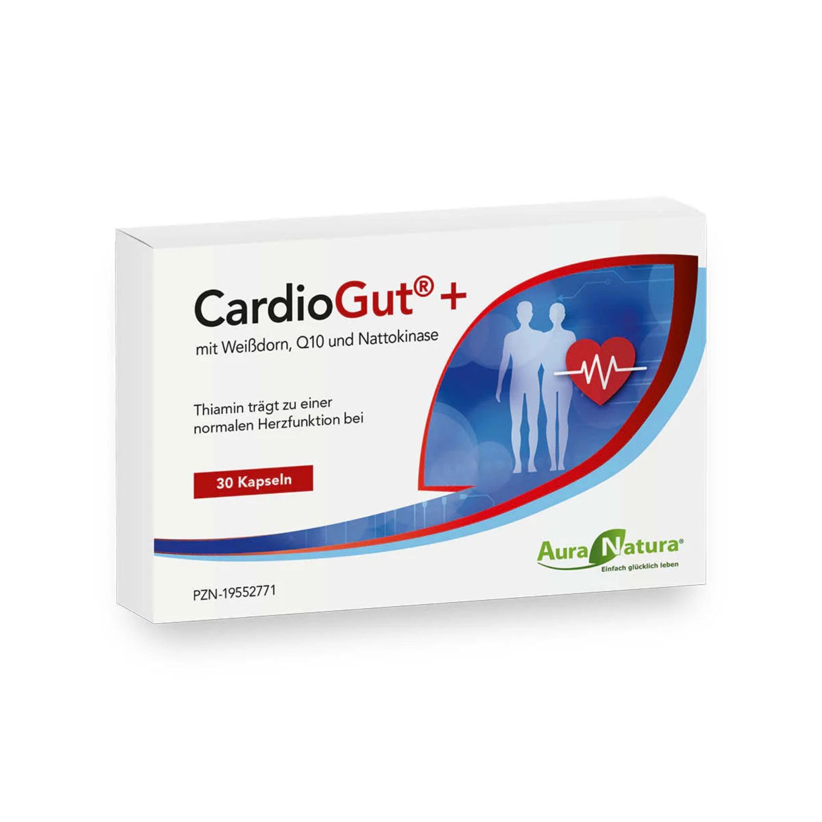 Aura Natura® CardioGut Plus – Rote Beete Kapseln mit Nattokinase, Coenzym Q10, Vitamin B1 & Weißdorn – Herz & Kreislauf Unterstützung | 30 vegane Kapseln