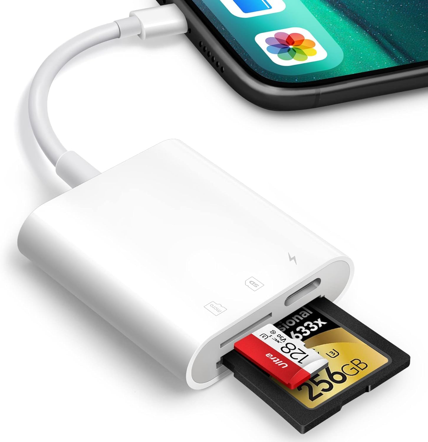 Lettore Di Schede SD 3 In 1 Per IPhone E IPad – Adattatore Con USB-A – Green Lyca, Nuovo
