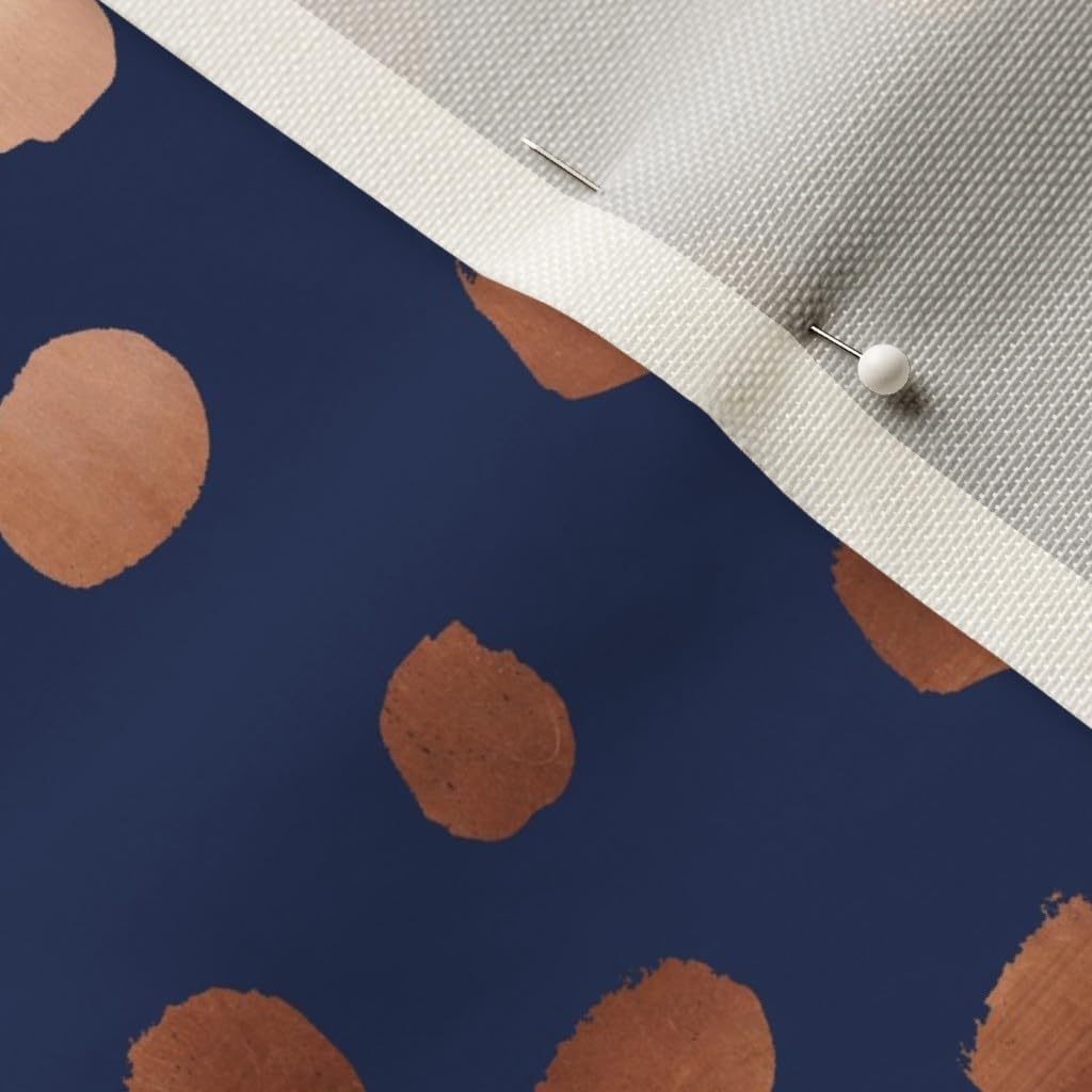 Spoonflower Fabric - Rose Gold Navy Dots Painted Golden Feminine Home Small Polka Look Printed on Upholstery Velvet Fabric Fat Quarter - Upholstery Home Decor Bottomweight Apparel