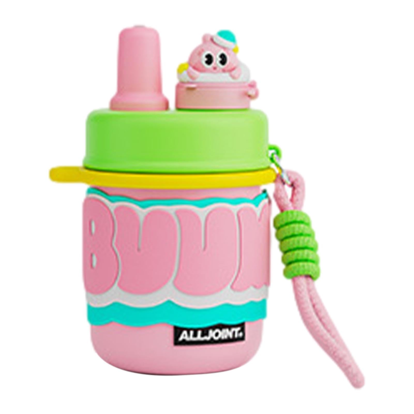 Keramik-Wasserflasche, 420 ml, Wasserflasche mit Tee-Abfluss und Strohhalm, moderne Edelstahl-Wasserflasche, bunter doppelwandiger Vakuumbecher, auslaufsichere Flasche, hält Getränke heiß und kalt,