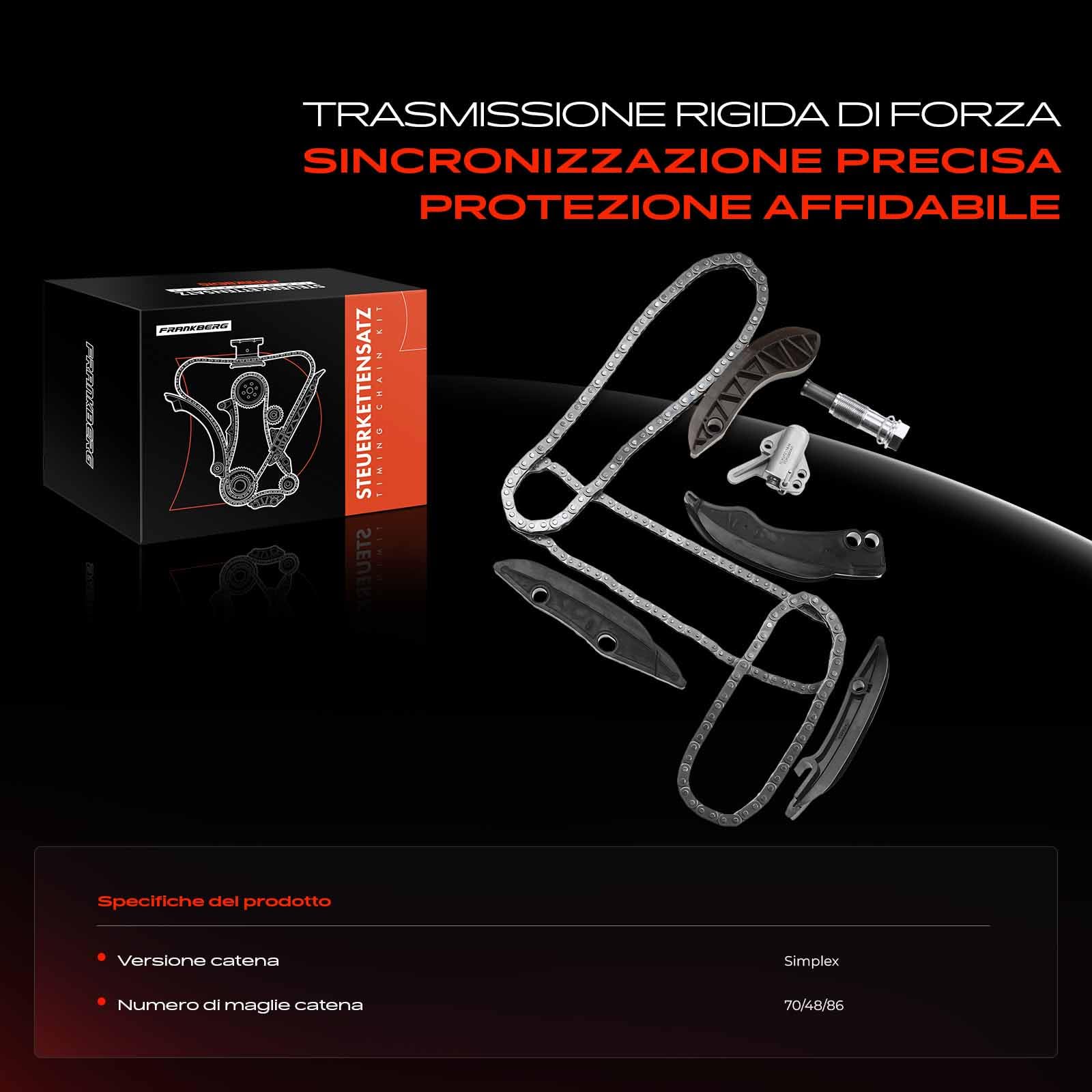 Frankberg Kit catena di distribuzione 11318510014 | Compatibile con: Serie 3 Touring G21 G81, 6 Gran Turismo G32, Serie 7 G11 G12, M.i.n.i Cabrio F57, X1 E84