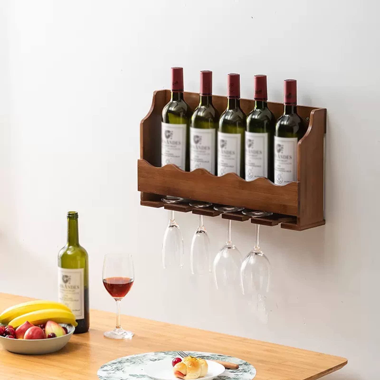Support à vin rustique de cuisine en bambou pour vos repas