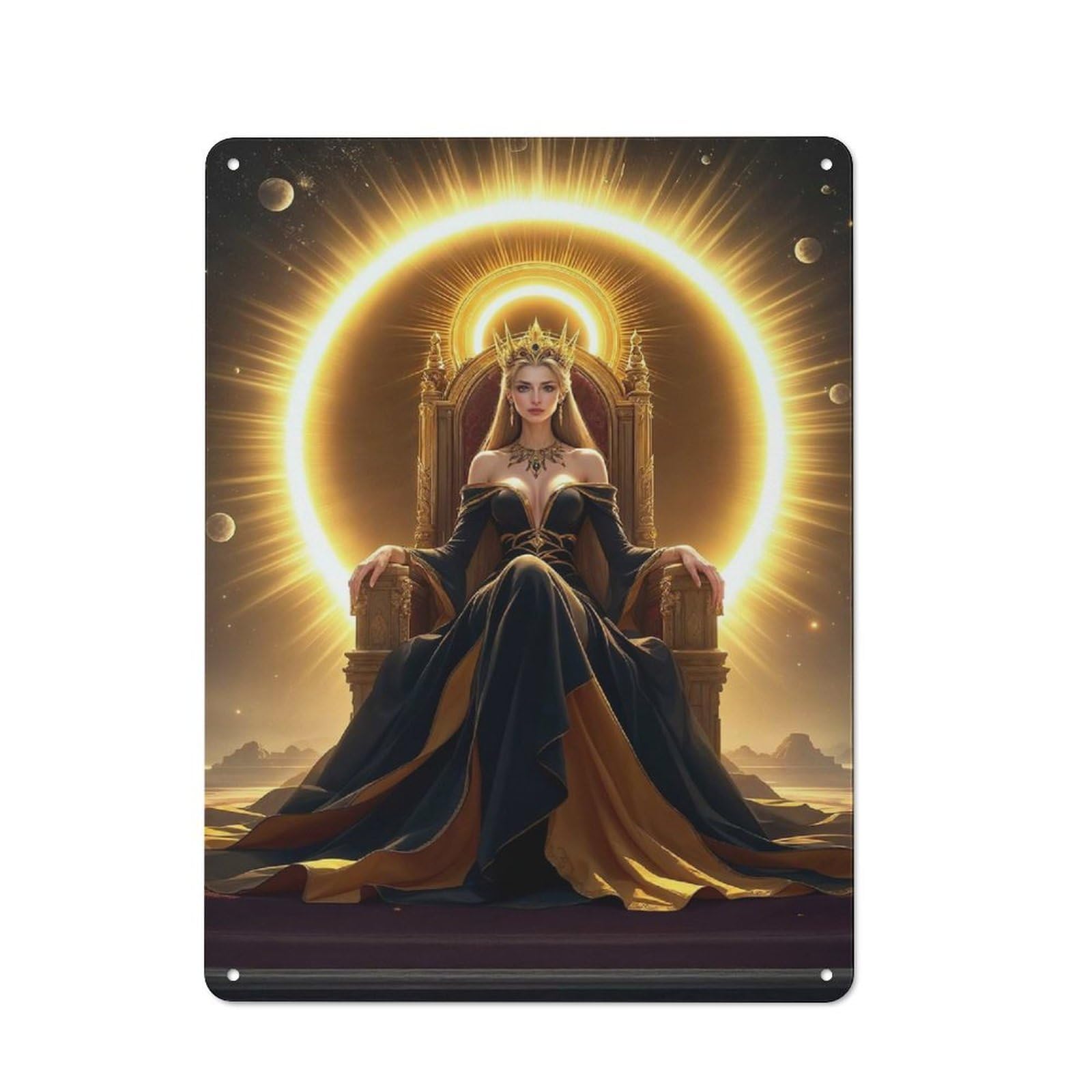 Junmoney Style-2 Queen On Golden Throne Rustic Metal Sign 40X30cm, Country Vintage Country Wall Plaque For Cottage, Kitchen, Hallway Or Breakfast Nook