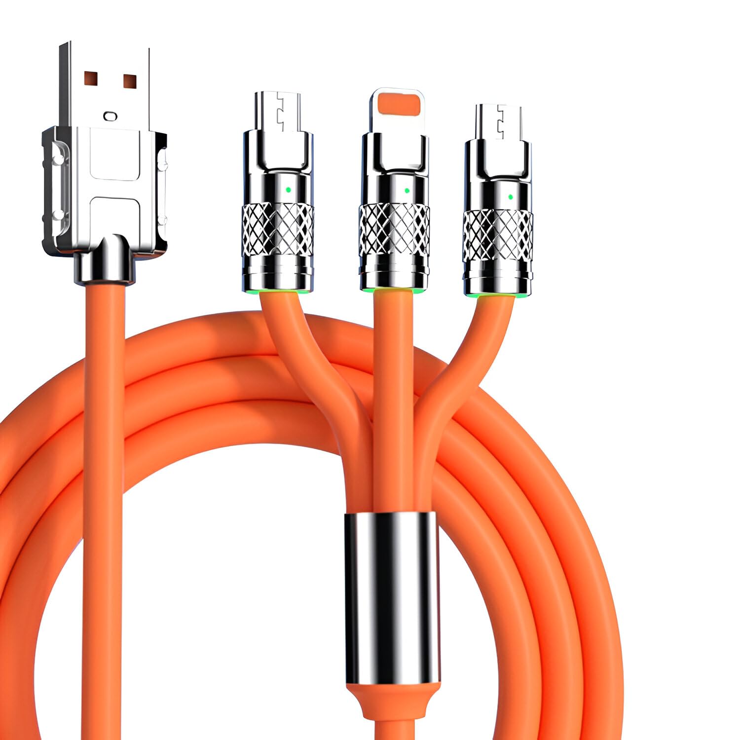 CEVRO USB 3 in 1 Charging USB Data Silicon Cable || 120W Portable Charger Cord || USB Type-C, Light-ning & Micro-USB LENGTH 1.4 Mtr For All Phones (Orange) (B0D927M122) Amazon Price History, Amazon Price Tracker