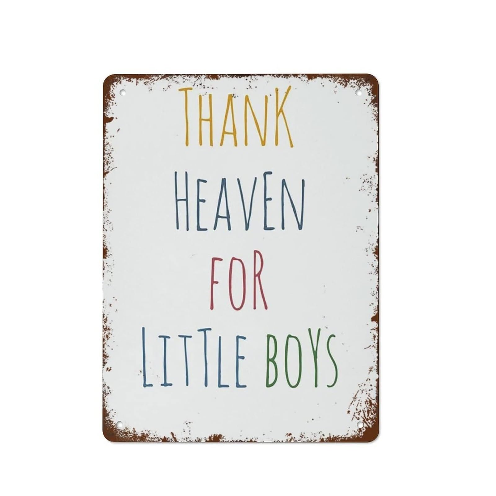 NWPNLXEA Thank Heaven For Little Boys Vintage Metal Wall Sign Rustic Humorous Saying for Childrens Room Farmhouse Style Decor 8 X 12 inch