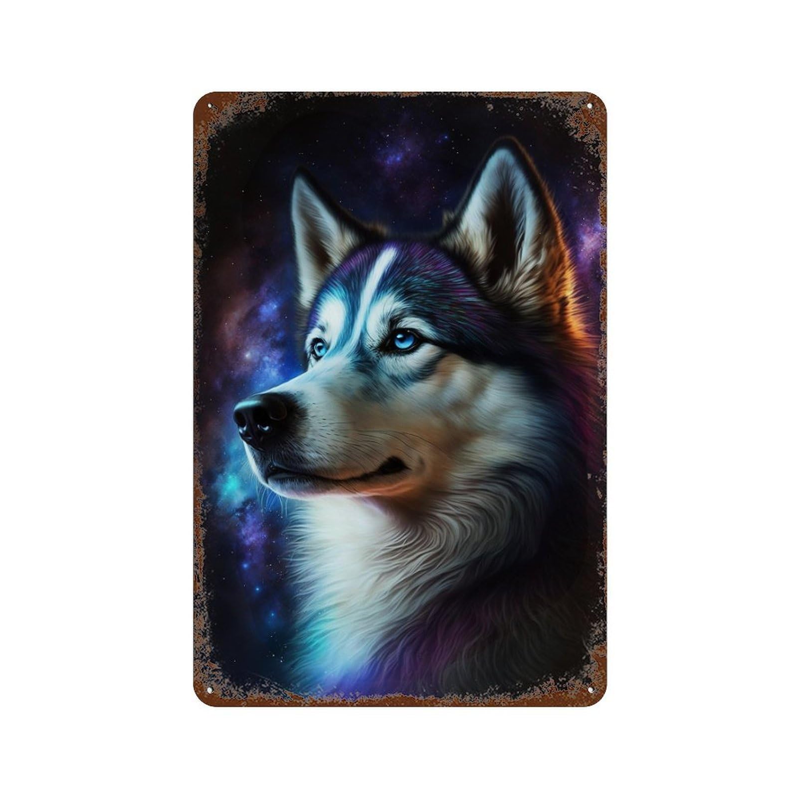 Cosmic Husky Portrait-3 Retro Metal Sign 11.8"x7.9", Decorative Metal Wall Art for Basement, Hobby Room And Garage Decor