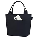 Aosbos Lunch Tote Bag&comma; Insulated Lunch Box for Women&comma; Leakproof Lunch Cooler Purse for Work&comma; Black
