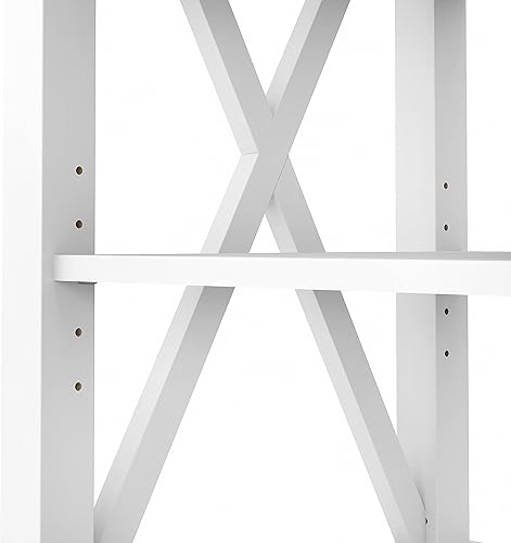 Miniatura 8 de Bush Home Key West Farmhouse - Soporte de TV para TV de 65 pulgadas, centro de entretenimiento alto con almacenamiento Blanco puro y gris,Roble