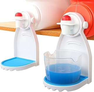 Laundry Detergent Cup Holder & Drip Tray (2-Pack), No-Mess Drip Catcher with Fixed Screw and Removable Silicone Mat, Blue