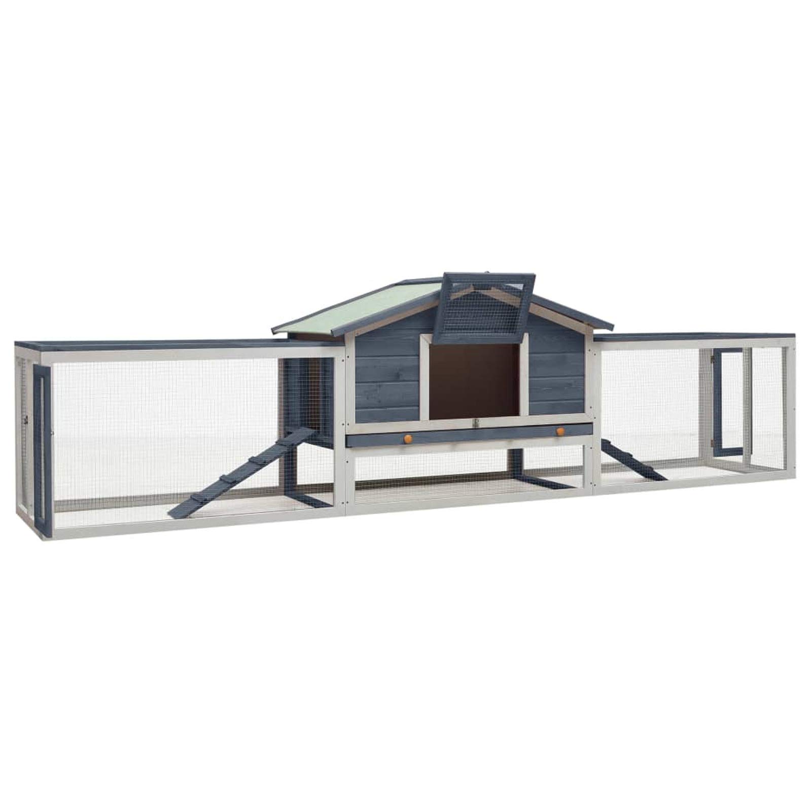 Conejera, XIAOGUANG Jaula Cobaya, Jaulas para Conejos, Jaula Hamster, Casa Conejo, Casita Conejo, Nido Conejo, de Madera Maciza de Pino y Abeto Gris 310x70x87 cm