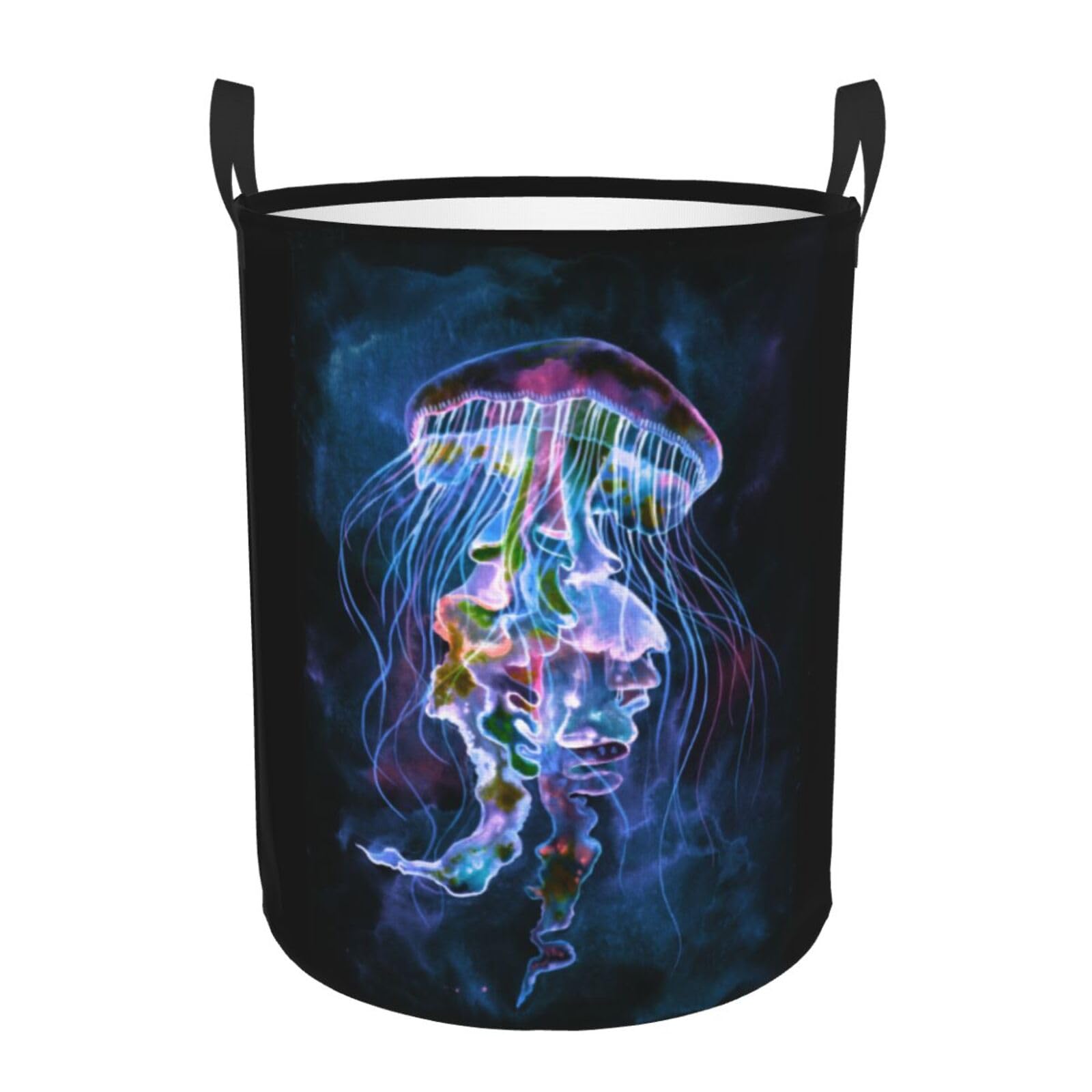 Laundry Basket Watercolor Jellyfish Laundry Hamper Waterproof Idea Hampers Large Collapsible Baskets with Handle Suitable for Bedroom Bathroom Utility Room Kitchen