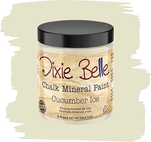 Dixie Belle Paint Company Pintura para muebles con acabado de tiza, hielo de pepino (8 onzas), pintura mineral a la tiza verde sutil mate Pintura