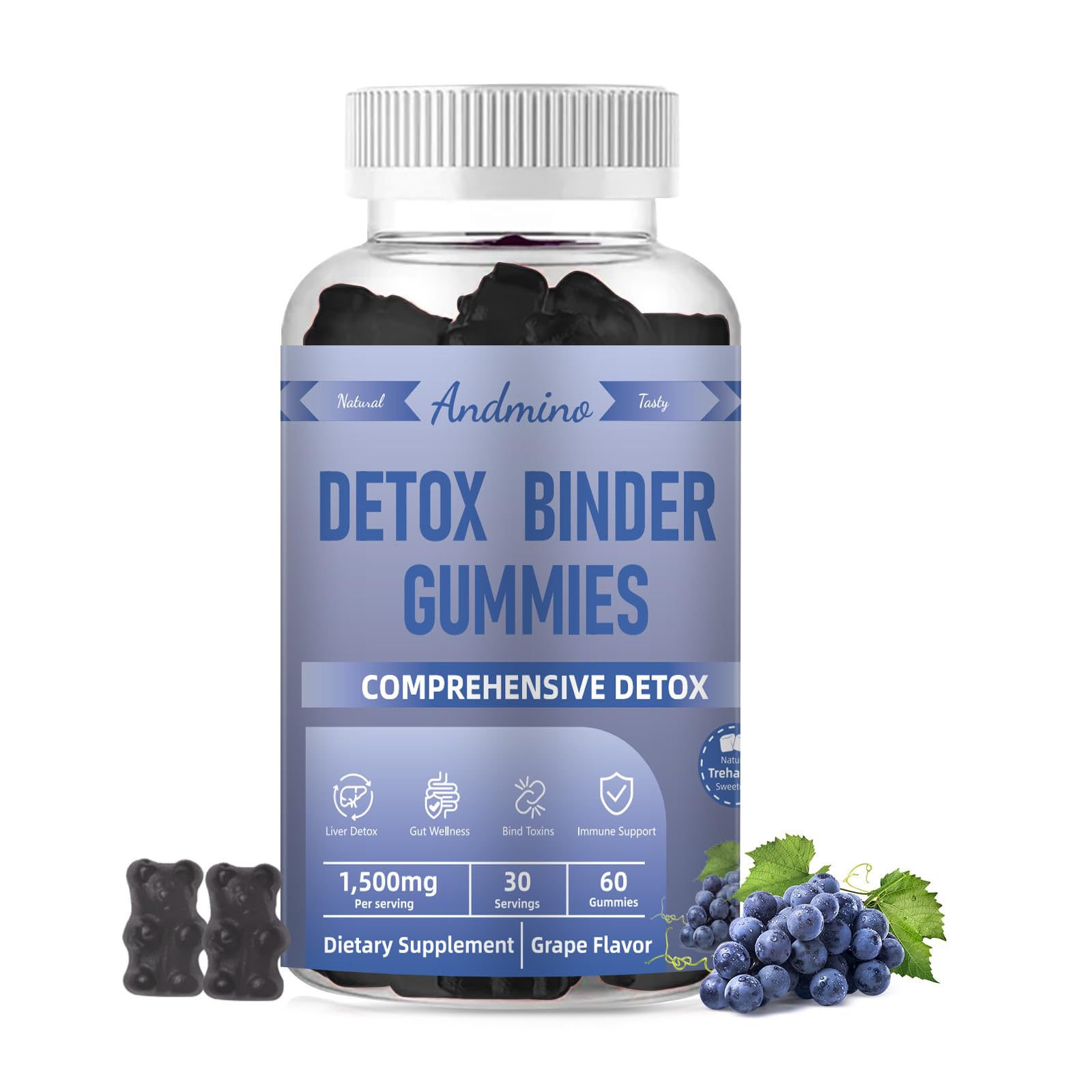 ams２boxes detoxDETSsss Amazon.com: andmino 13-in-1 Detox Binder Gummies 1500mg
