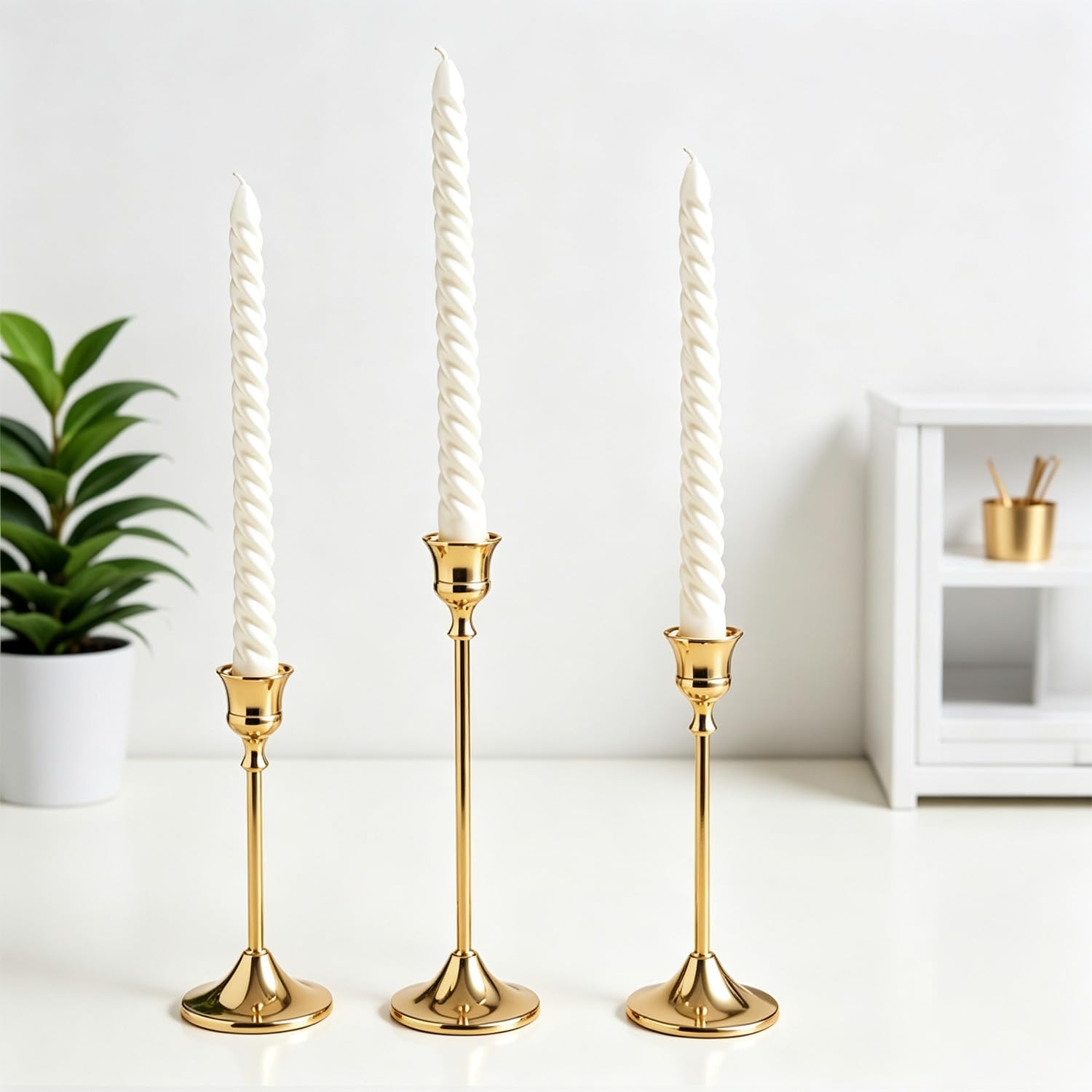 9 Pezzi Candelabri Dorati Vintage, Stile Europeo,Candele Coniche