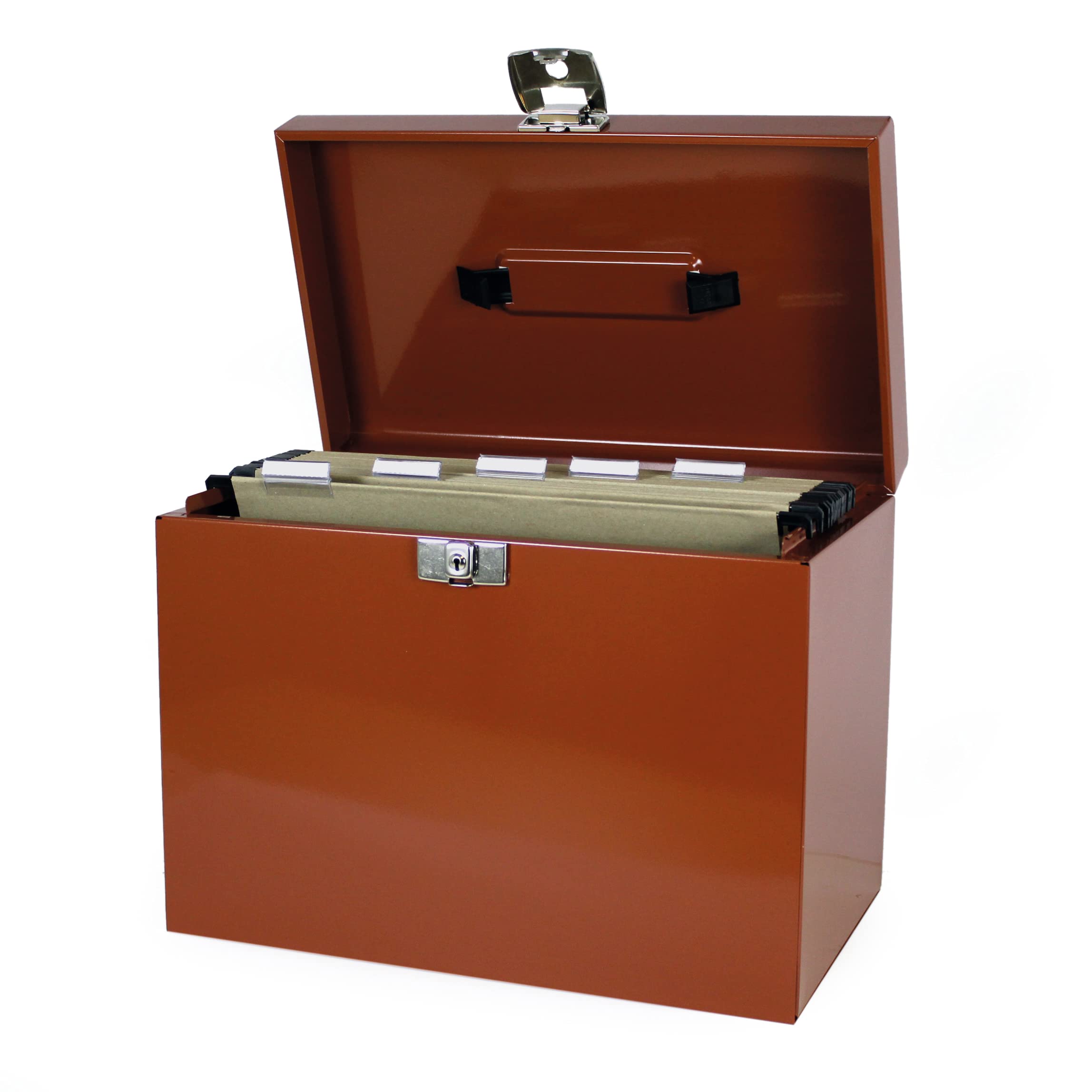 Classeur ménager en métal + 5 dossiers suspendus terracotta