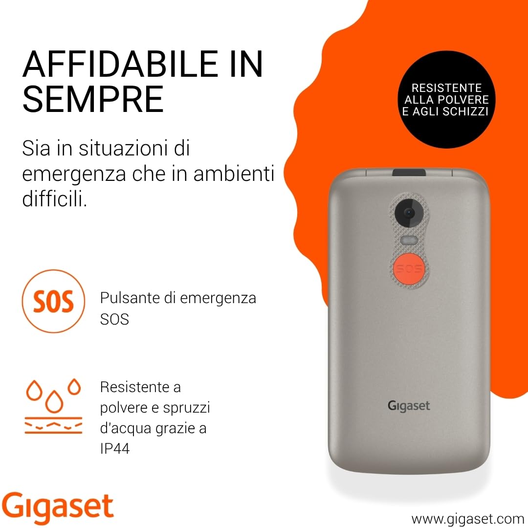 Gigaset GL595 Klapphandy mit SOS-Taste, 2,8 Zoll-Farbdisplay, Titanium