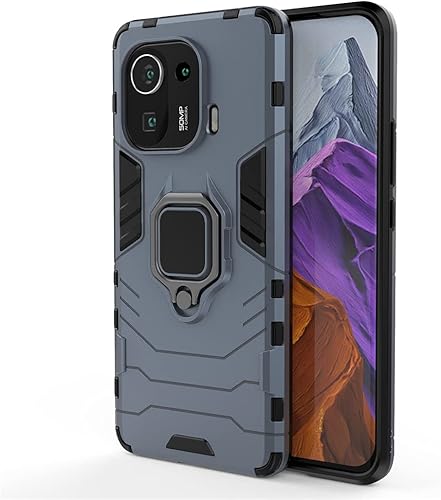 Miniatura 4 de Compatible con funda Xiaomi Mi 11 Pro, soporte de anillo de metal a prueba de golpes (funciona con soporte magnético para automóvil), cubierta