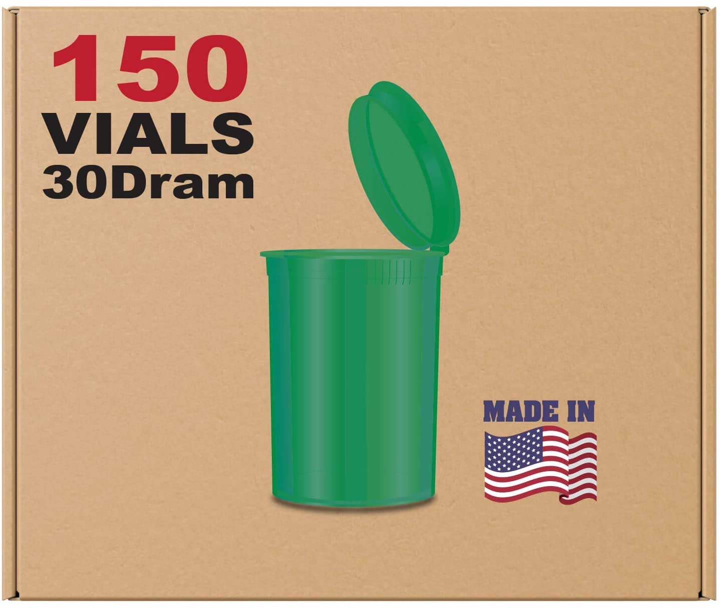 W Gallery 150 Lime Vials - 30 DRAM Pop Top Bottle - Airtight Smell Proof Containers - Medical Grade Plastic Prescription Bottles for Pills Herbs Flowers Supplements, Bulk Pack, Not Glass Jar