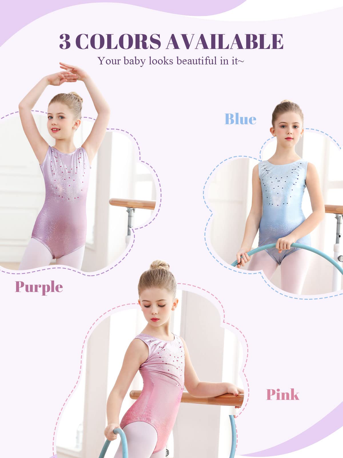 Artystyczne body gimnastyczne dla dziewczynek body baletowe dla dziewczynek artystyczna gimnastyka artystyczna, błyszcząca, okrągła szyja, 5-12 lat