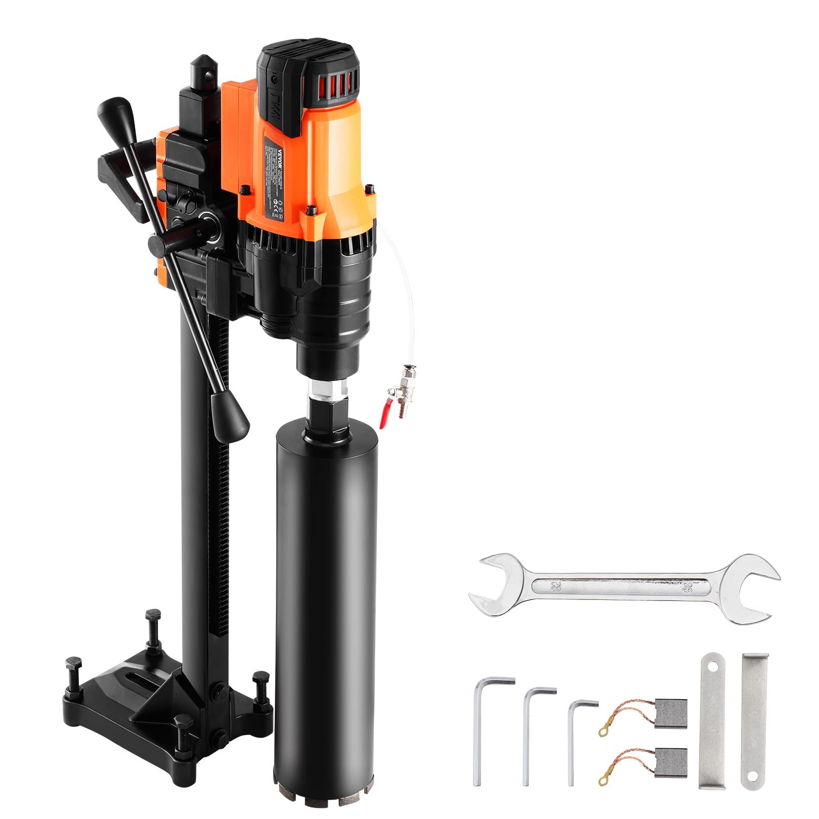 VEVOR Trapano a Carotaggio Diamantato, Diametro di Perforazione da 20 a 250 mm Macchina Carotatrice per Calcestruzzo Robusto 3200 W con Supporto, Punta per Carotaggio, per Calcestruzzo, Mattoni, Marmo